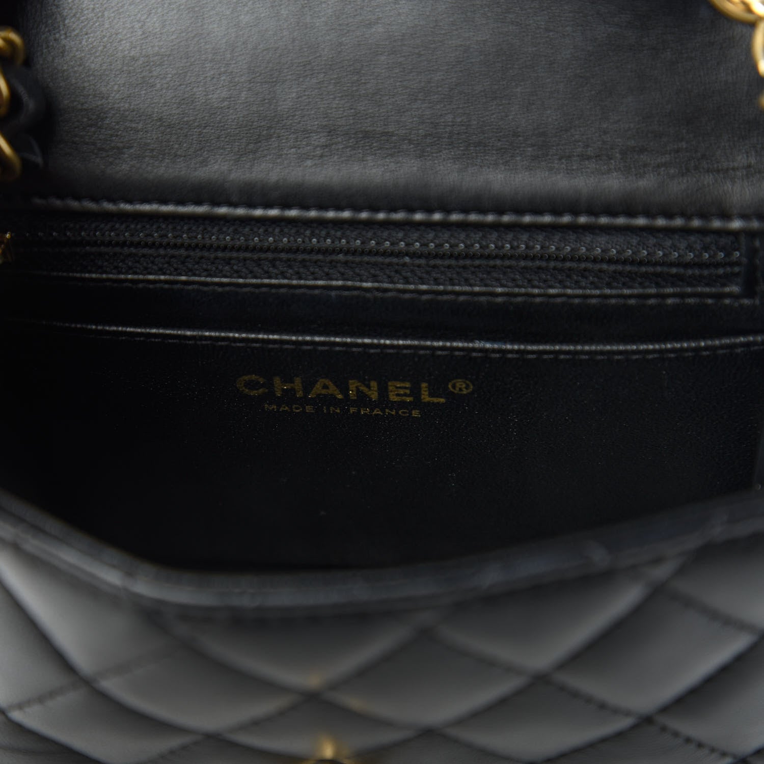 Chanel Lambskin Quilted Mini Square Flap Black 8 of 11