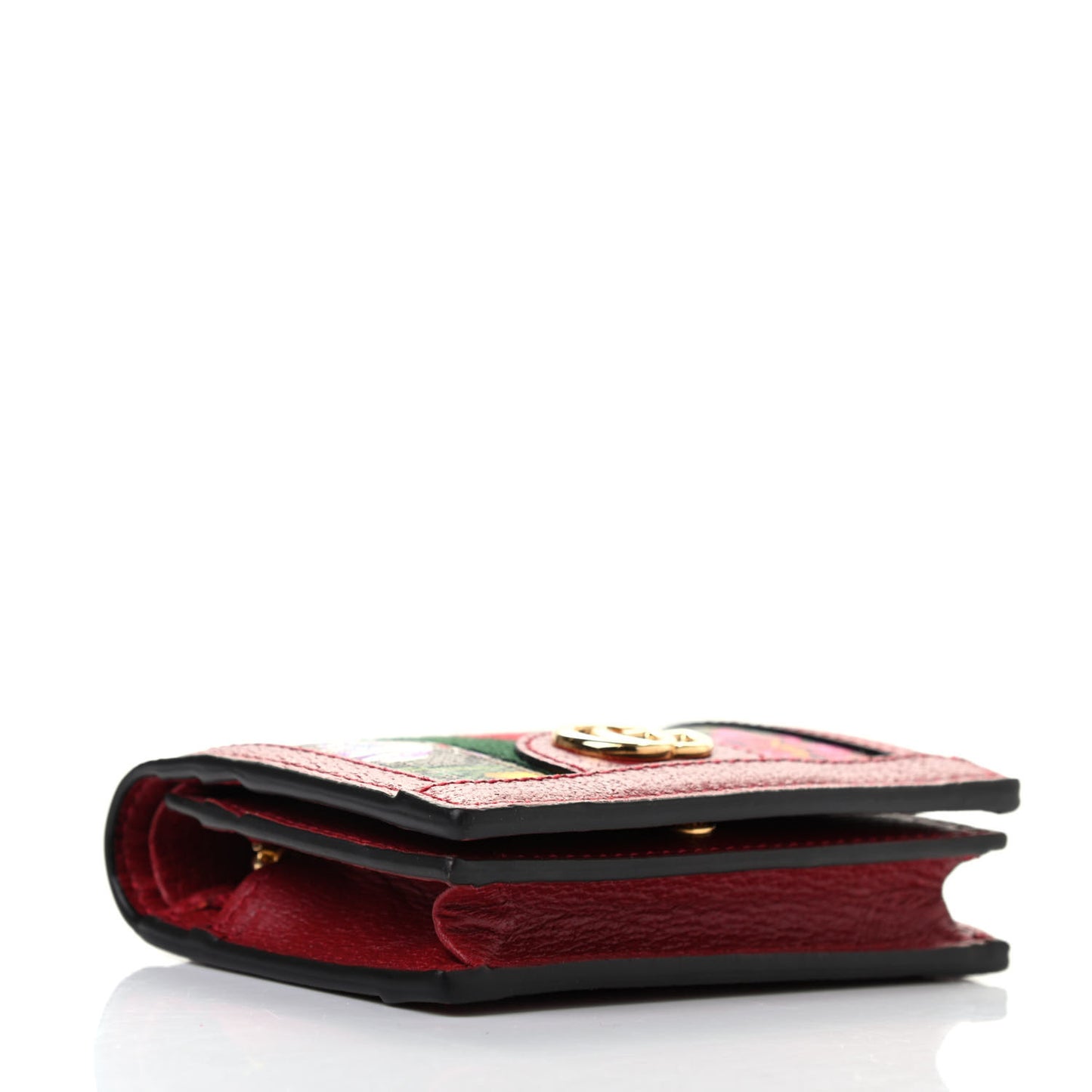 GG Supreme Monogram Flora Web Ophidia Card Case Red