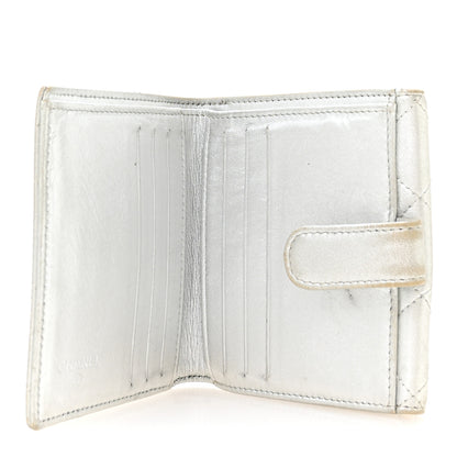 Chanel Metallic Lambskin Quilted Compact French Flap Wallet Silver 5 of 10