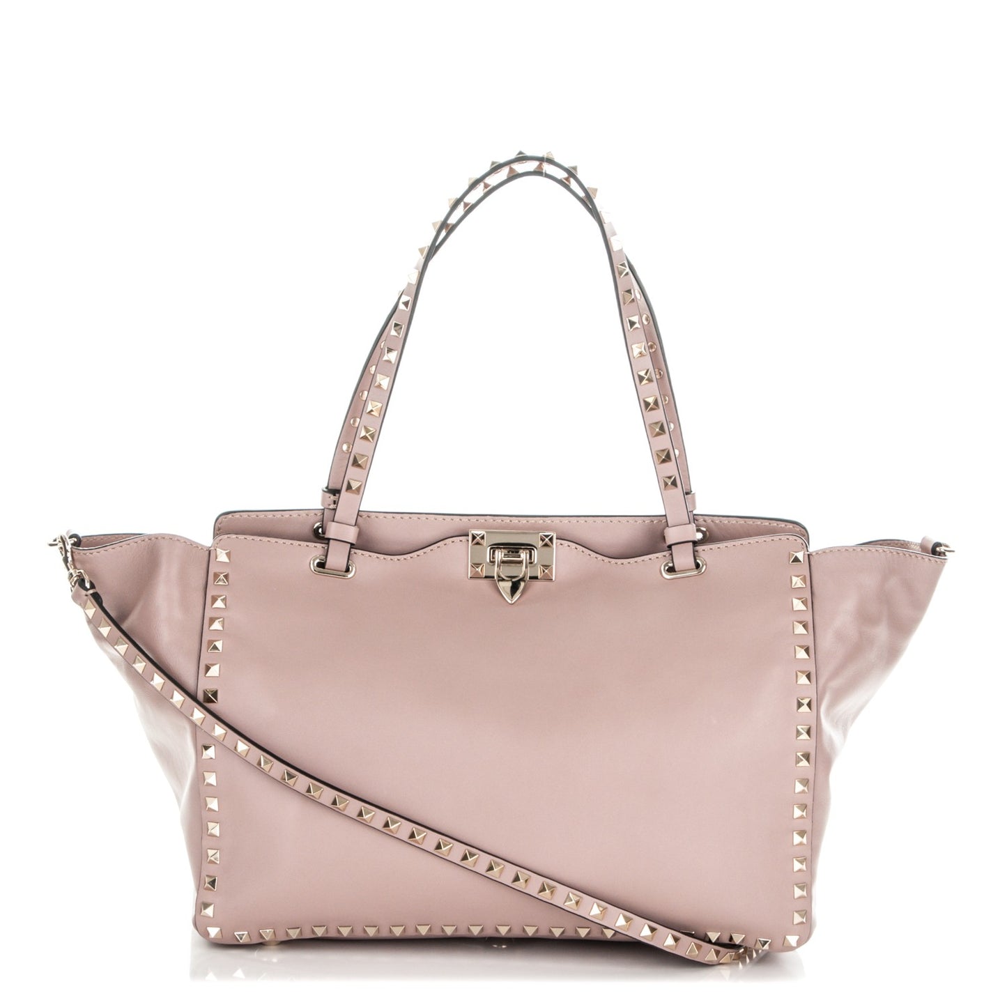 Vitello Medium Rockstud Tote Poudre