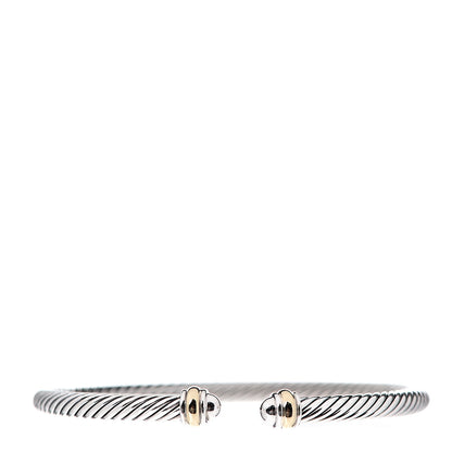 David Yurman Sterling Silver 18K Yellow Gold 4mm Cable Classics Bracelet 1 of 4