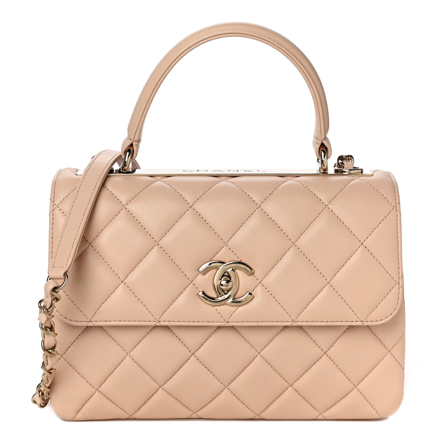Chanel Lambskin Quilted Small Trendy CC Dual Handle Flap Bag Beige 1 of 9