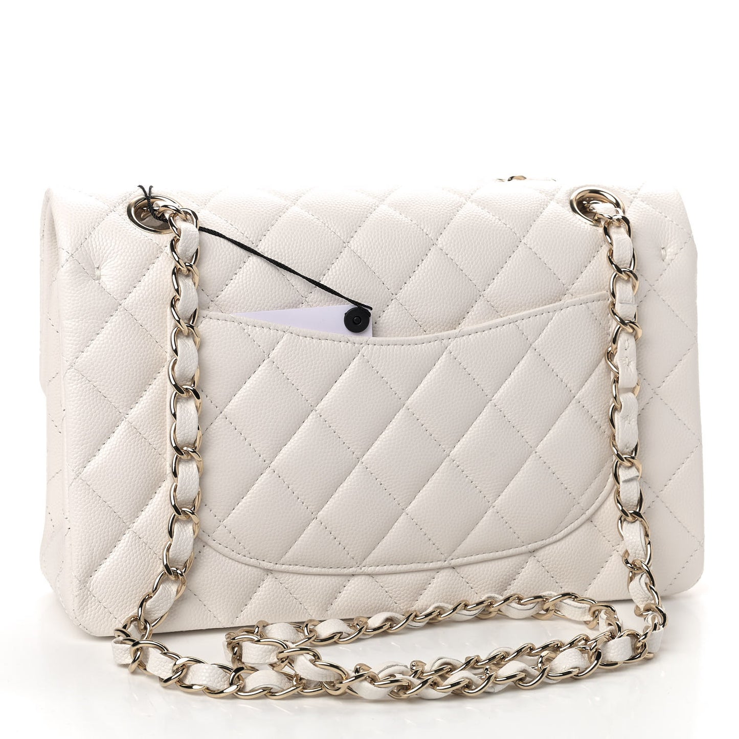 Caviar Quilted Small Double Flap White