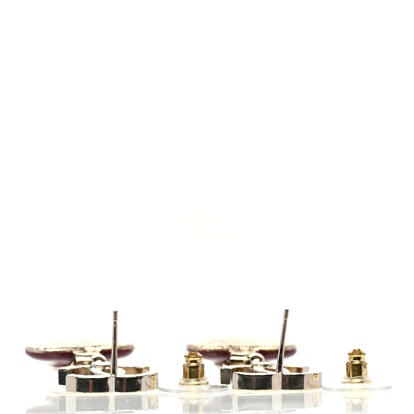 Resin Crystal CC Heart Drop Earrings Red Gold