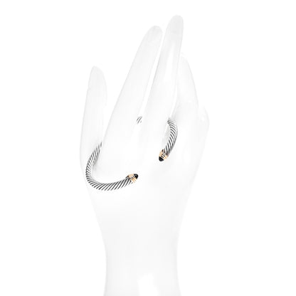 David Yurman Sterling Silver 14K Yellow Gold Black Onyx 5mm Cable Classics Petite Color Bracelet 2 of 4