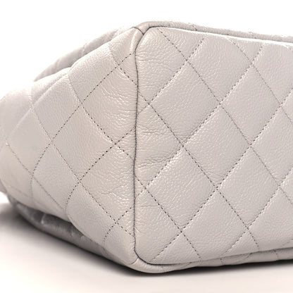 Chanel Caviar Flat Quilted CC Chain Bucket Drawstring Bag Light Grey 9 of 11