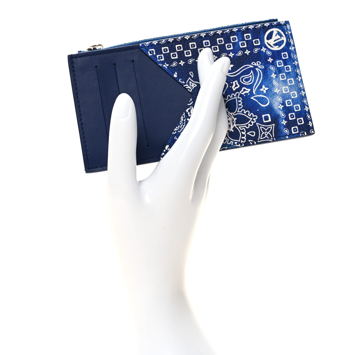 Louis Vuitton Cowhide Monogram Bandana Coin Card Holder Blue 2 of 7