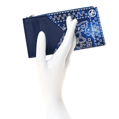 Louis Vuitton Cowhide Monogram Bandana Coin Card Holder Blue 2 of 7