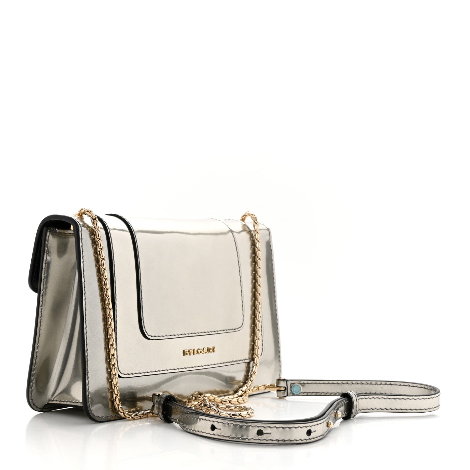 Bulgari Metallic Calfskin Serpenti Forever Crossbody Bag Silver 4 of 12
