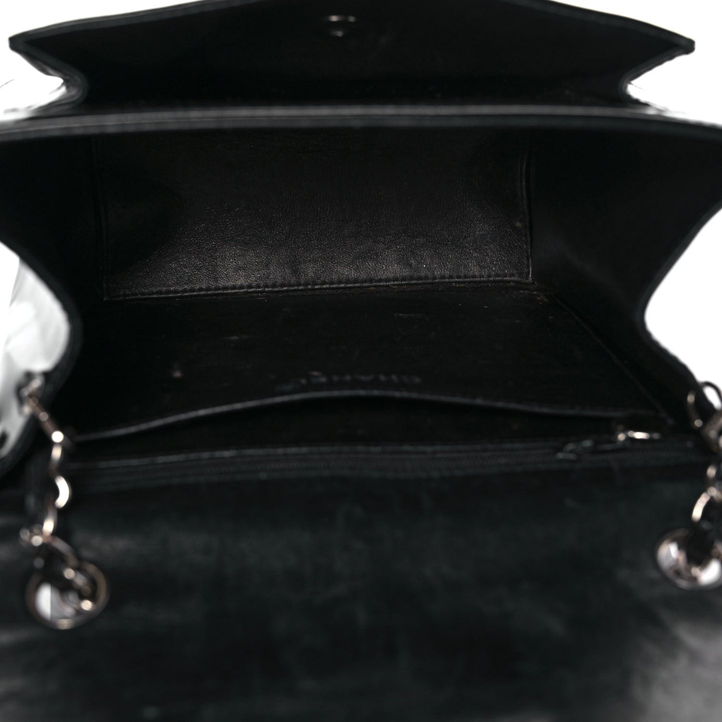 Glazed Calfskin Single Flap Black