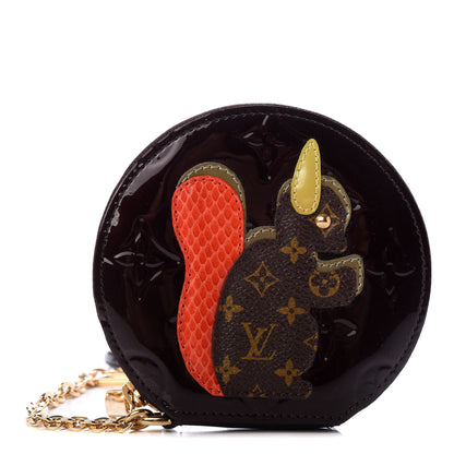 Louis Vuitton Vernis Animania Ecureuil Squirrel Round Coin Purse Amarante 1 of 6