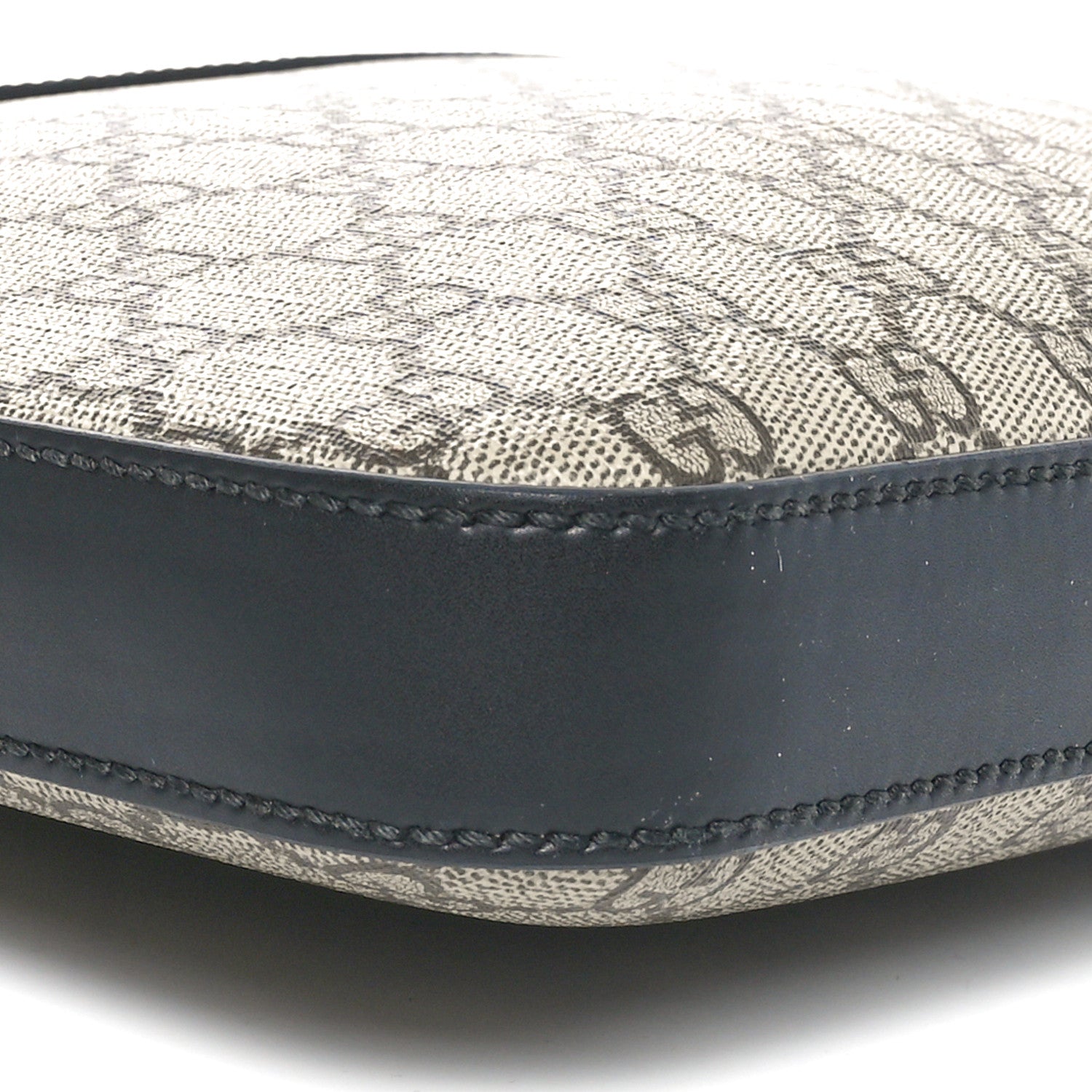 Gucci GG Supreme Monogram Web Medium Flat Messenger Beige Black New Acero 8 of 9