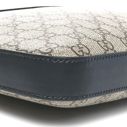 Gucci GG Supreme Monogram Web Medium Flat Messenger Beige Black New Acero 8 of 9
