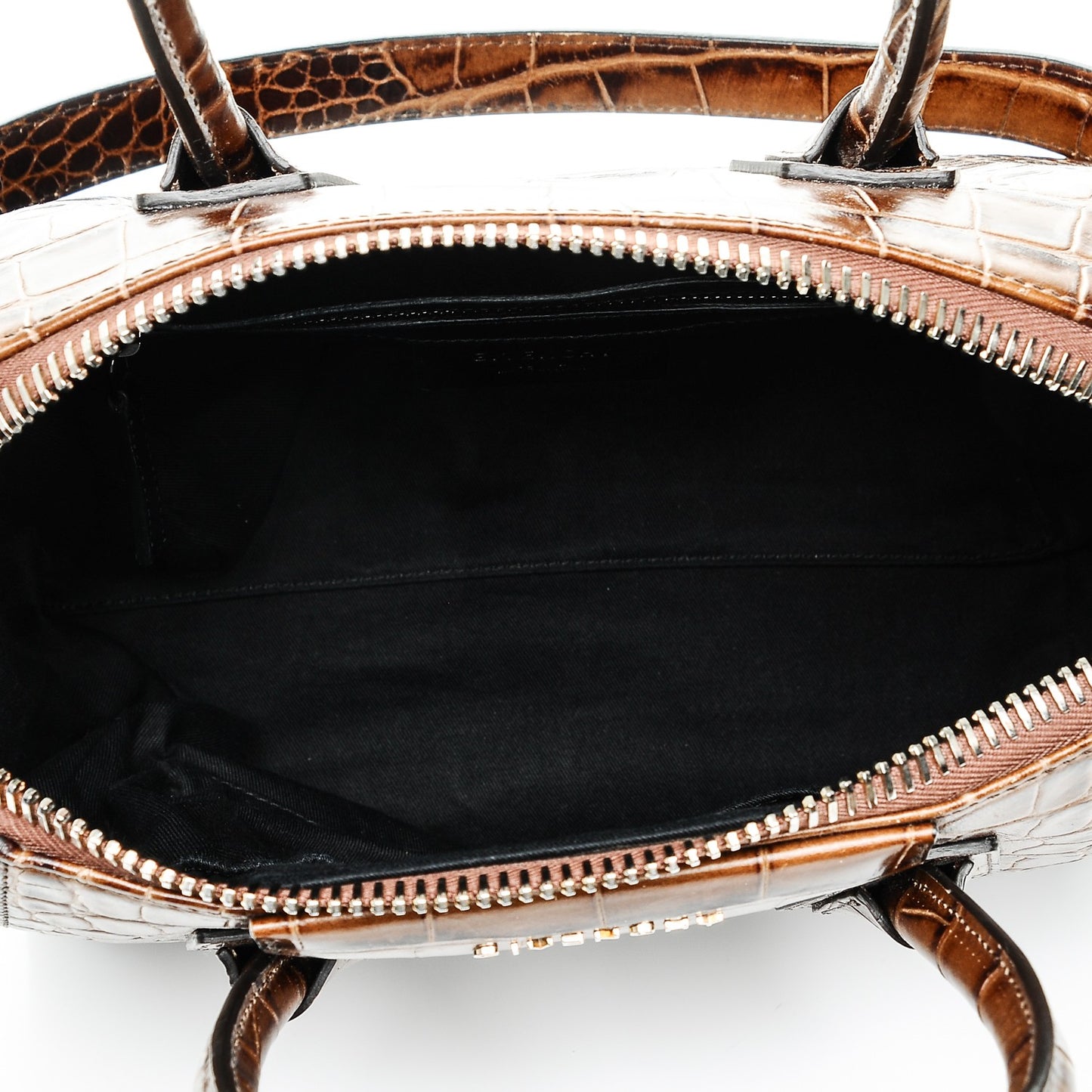 Calfskin Crocodile Embossed Small Antigona Brown