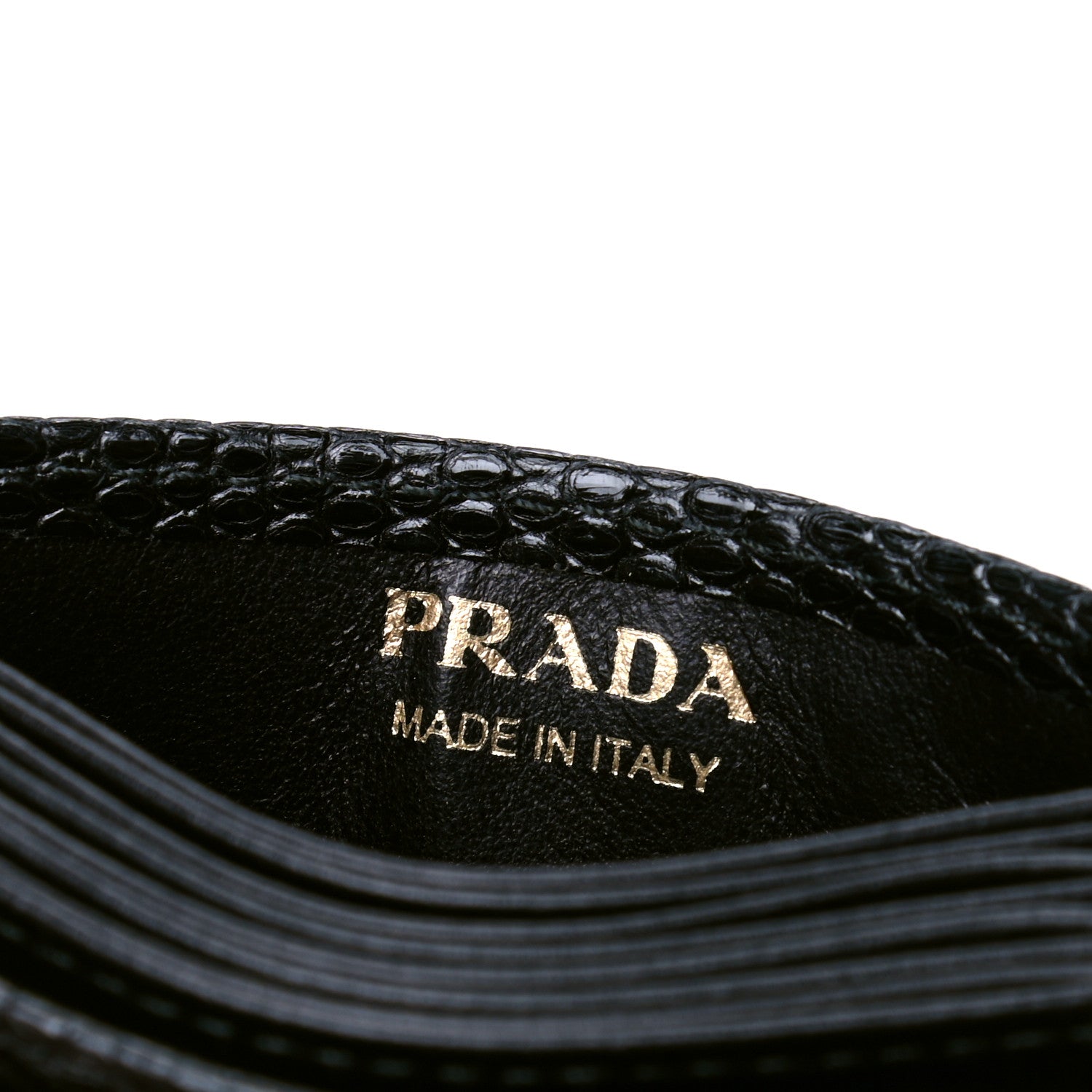 Prada Lizard Accordion Card Case Black 4 of 4