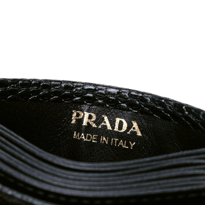 Prada Lizard Accordion Card Case Black 4 of 4