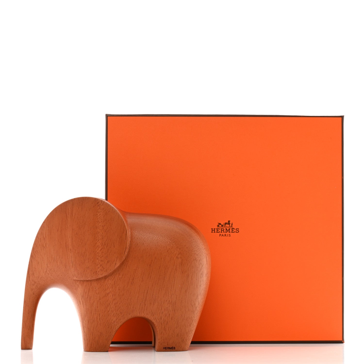 Hermes Mahogany Wood Elephant Lao Paperweight Naturel 8 of 8
