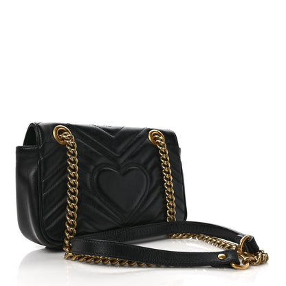 Gucci Calfskin Matelasse Mini GG Marmont Shoulder Bag Black 3 of 11