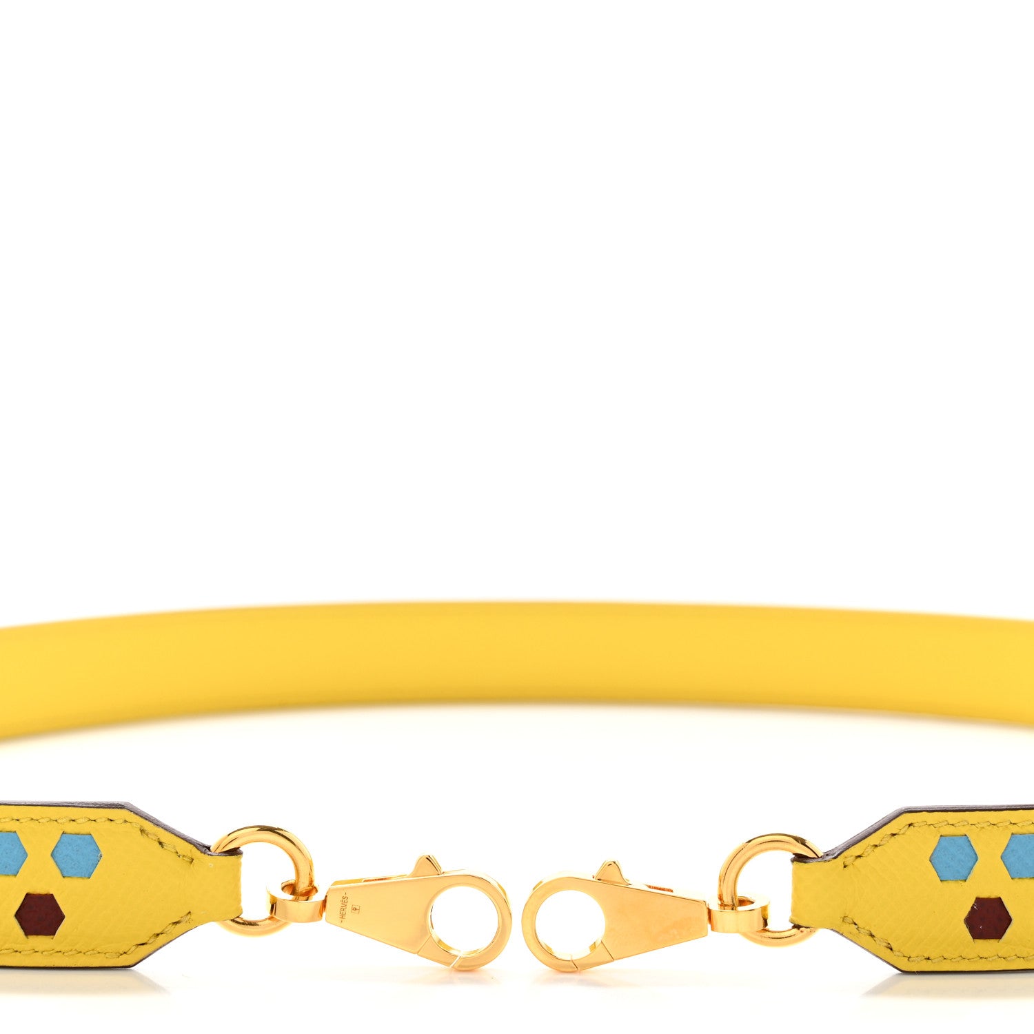 Hermes Epsom 25mm Hexagone Tressage Shoulder Strap Rouge H Jaune De Naples Gold 5 of 6