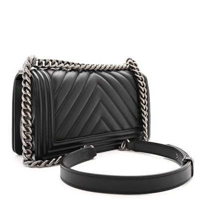 Chanel Lambskin Chevron Quilted Medium Boy Flap Black 3 of 11