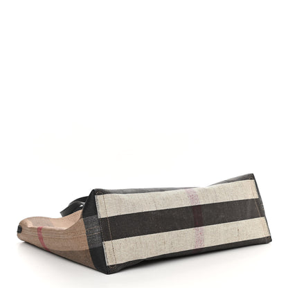Burberry Coated Canvas Mega Check Medium Doodle Tote Black 4 of 11