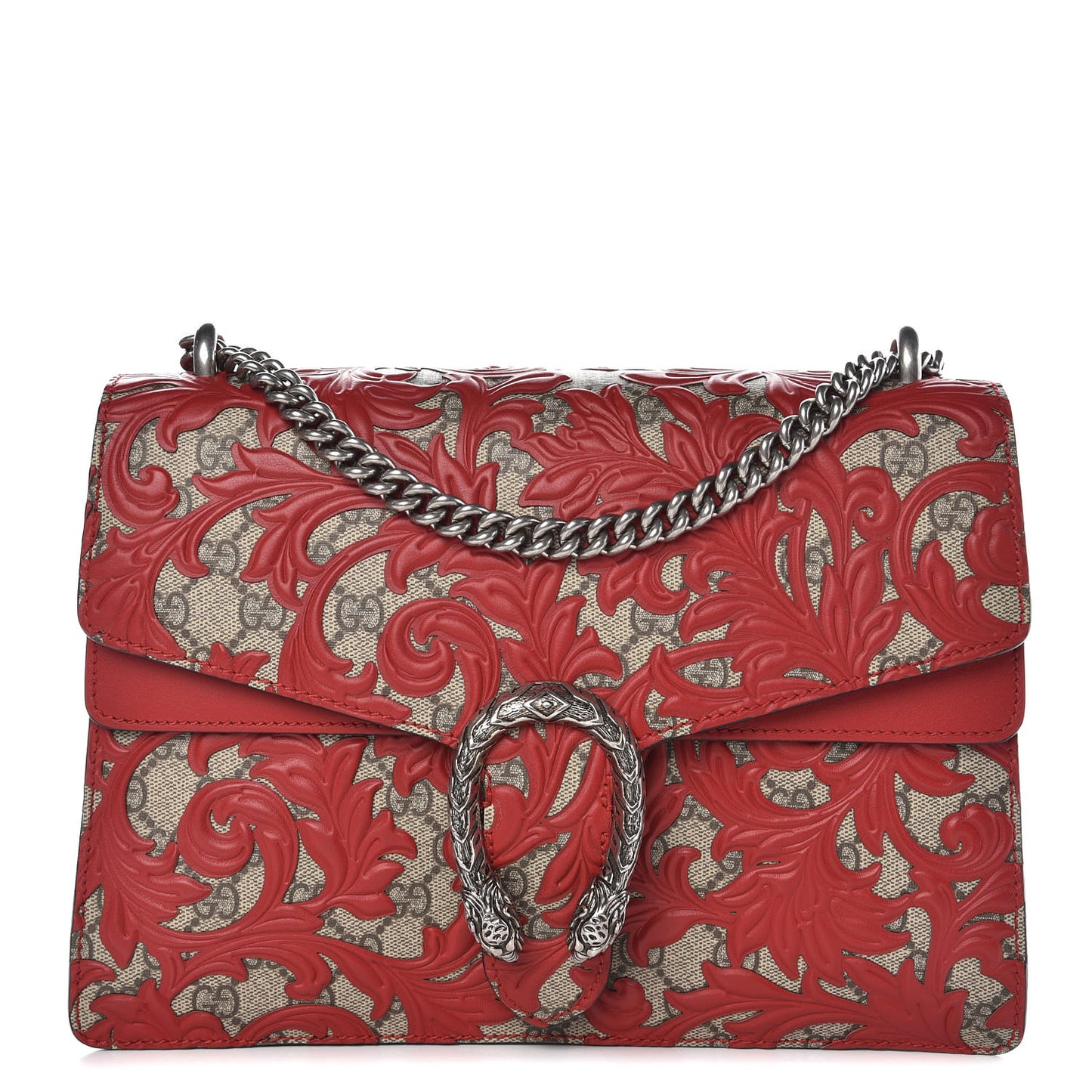 GG Supreme Monogram Arabesque Medium Dionysus Shoulder Bag Hibiscus Red