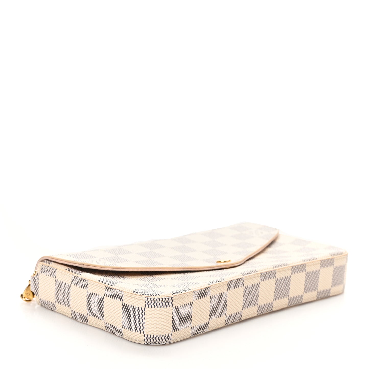 Damier Azur Pochette Felicie Chain Wallet Rose Ballerine