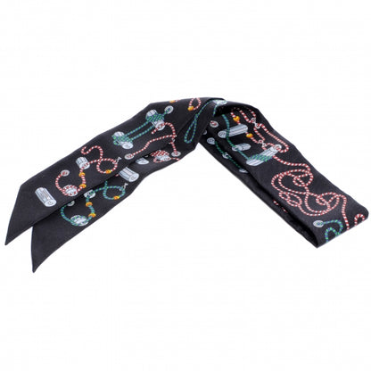 Hermes Silk Cordages Twilly Scarf Black 2 of 7