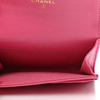 Chanel Caviar Quilted Flap Card Holder Wallet Pink 5 of 8