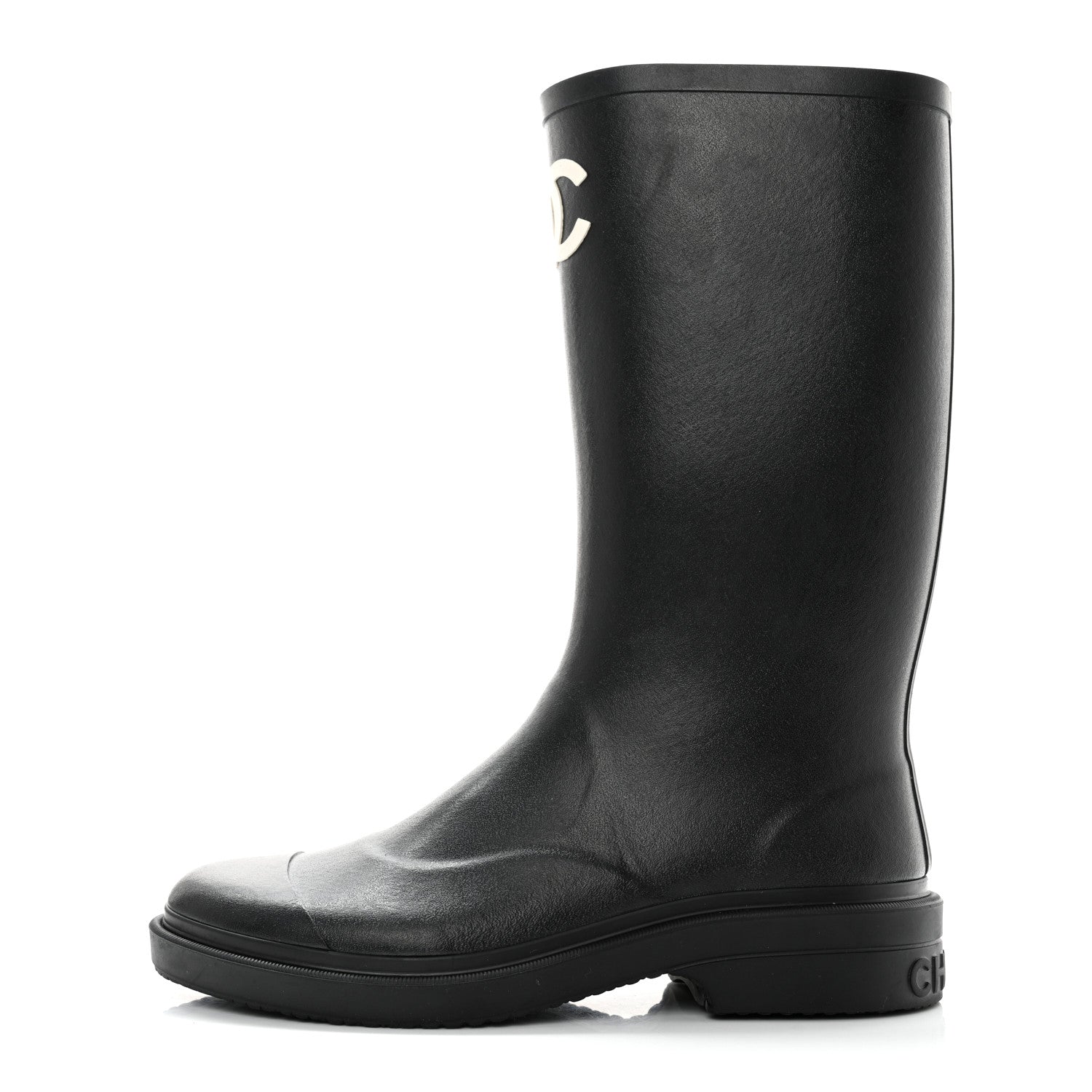 Chanel Caoutchouk CC High Boots 40 Black 1 of 8