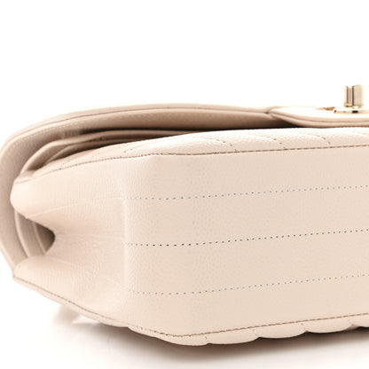 Chanel Caviar Chevron Quilted Small Double Flap Beige 9 of 11