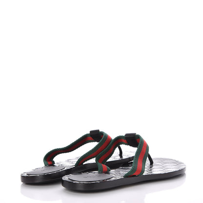 Gucci Nylon Guccissima Web Womens Thong Sandals 38 Green Red Black 4 of 8