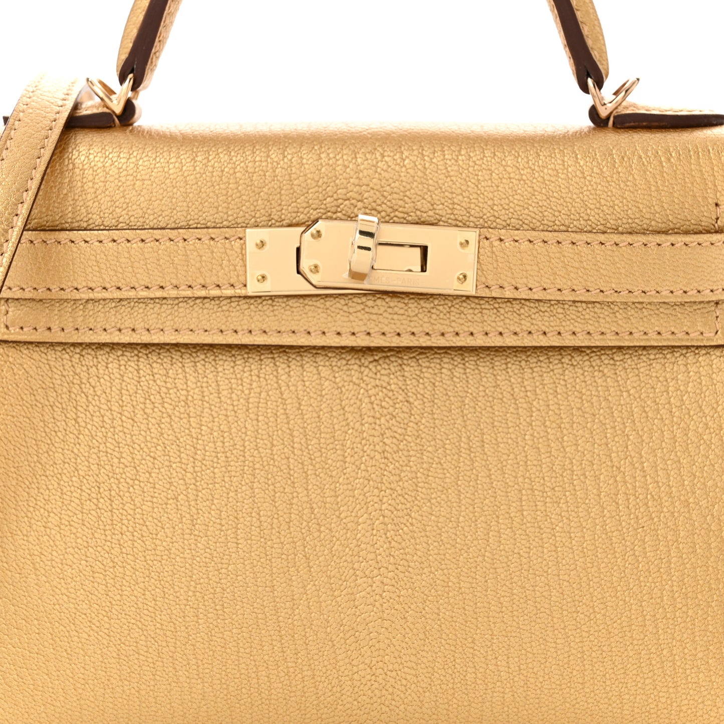 Metallic Chevre Chamkilight Mini Kelly Sellier 20 Dore