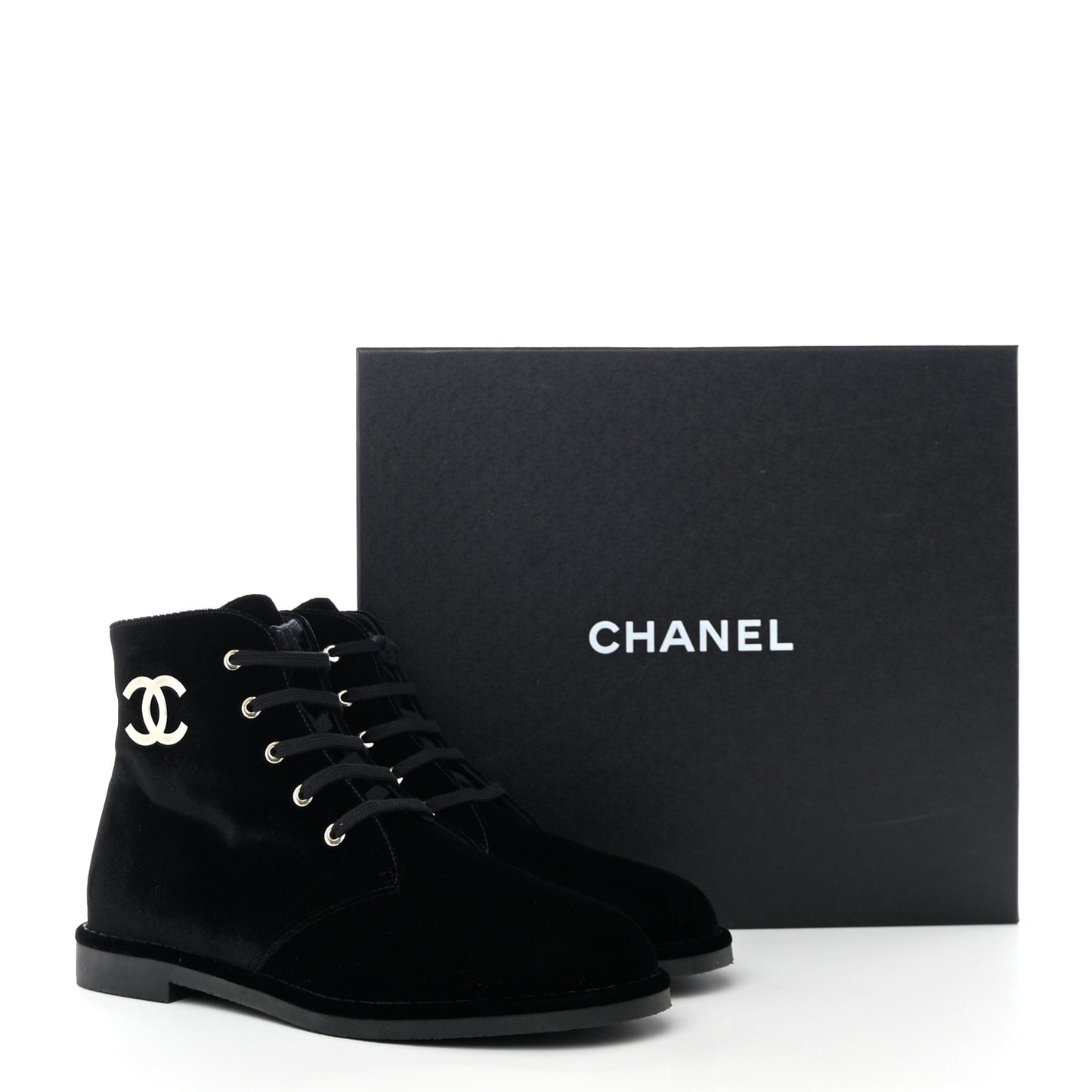 Velvet CC Lace Up Boots 40.5 Black