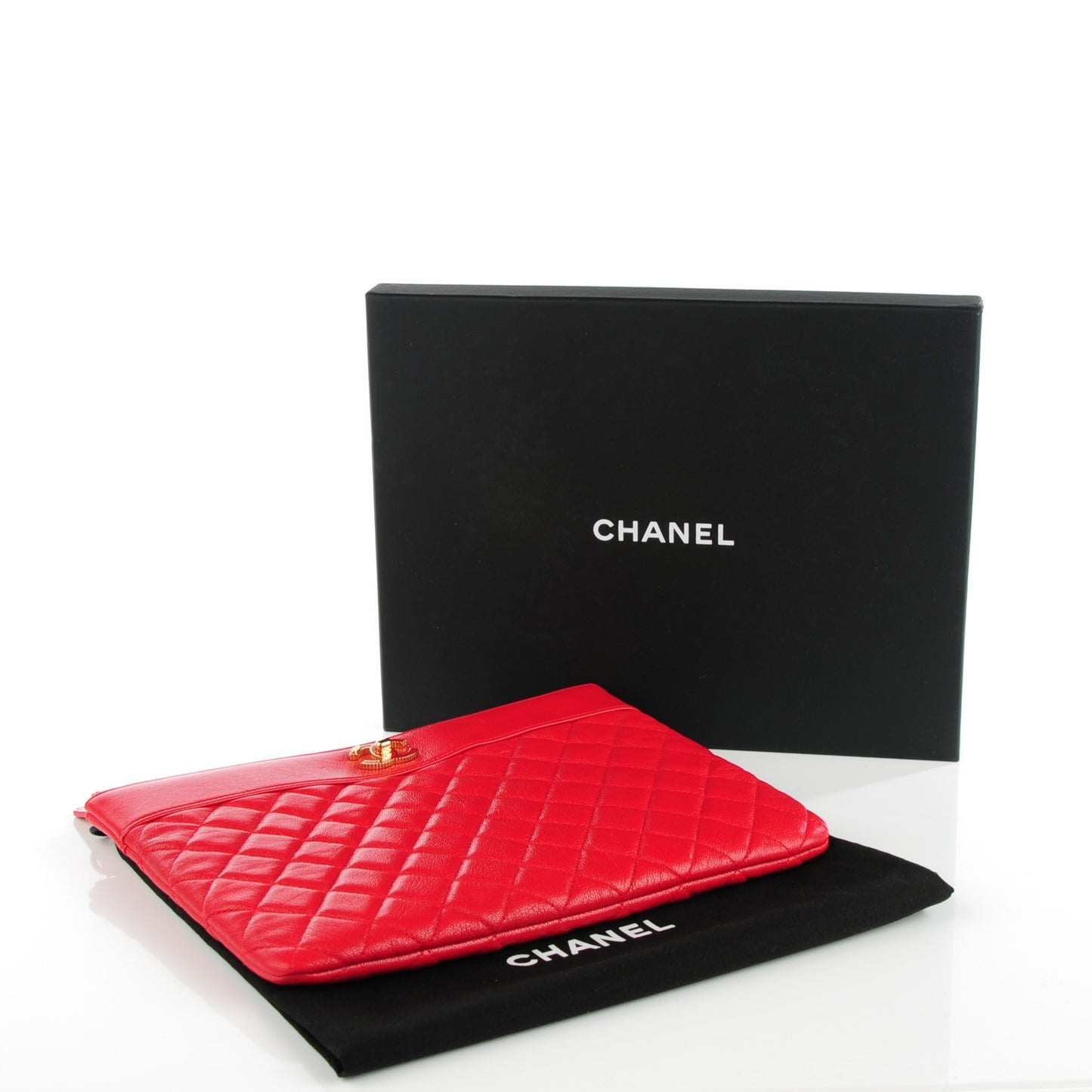 Iridescent Sheepskin Quilted Medium Vintage Mademoiselle Cosmetic Case Red