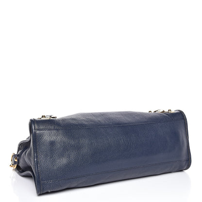 Balenciaga Chevre Gold Metallic Edge Hardware City Bleu Nuit Dark Sea 4 of 13