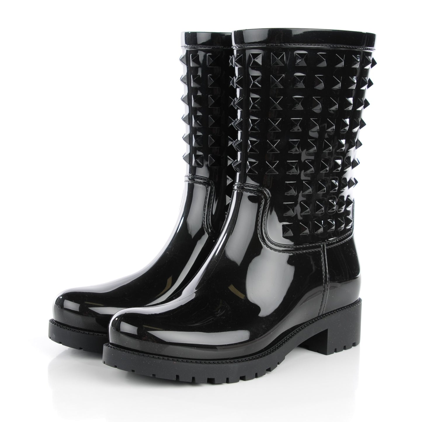 Rubber Rockstud Short Rainboots 39 Black