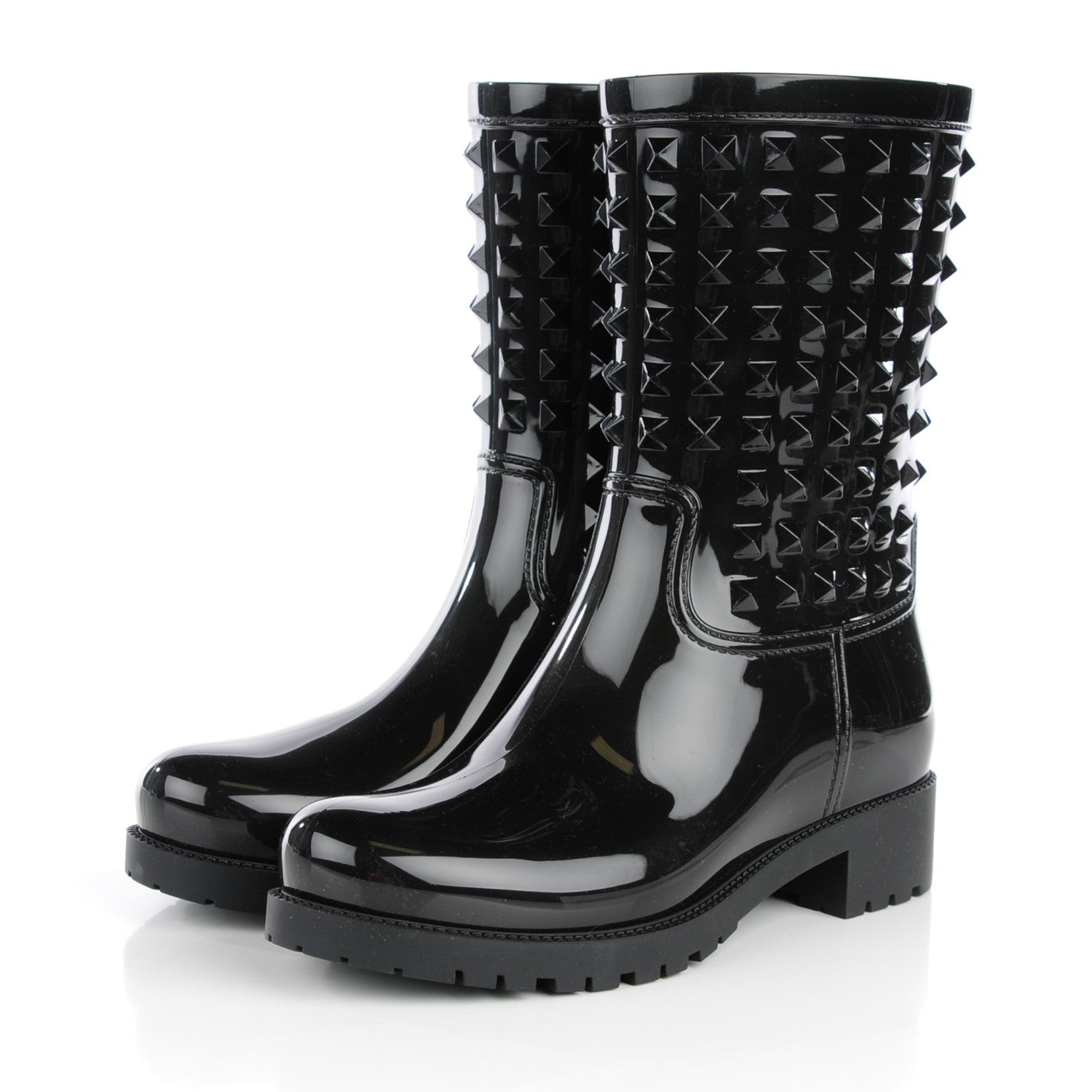 Valentino Garavani Rubber Rockstud Short Rainboots 39 Black 3 of 7