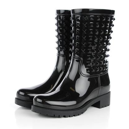 Valentino Garavani Rubber Rockstud Short Rainboots 39 Black 3 of 7