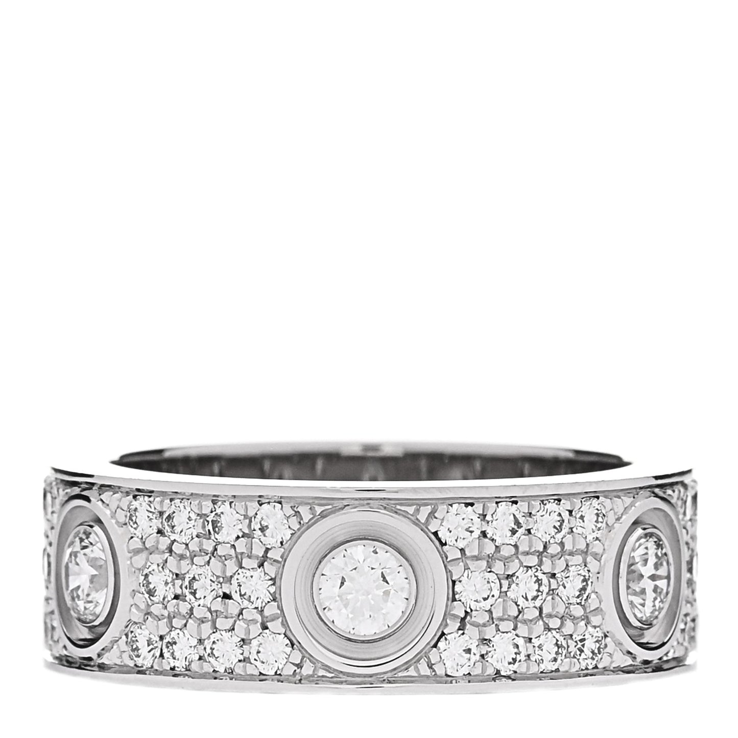 18K White Gold Diamond LOVE Paved Ring 52 6