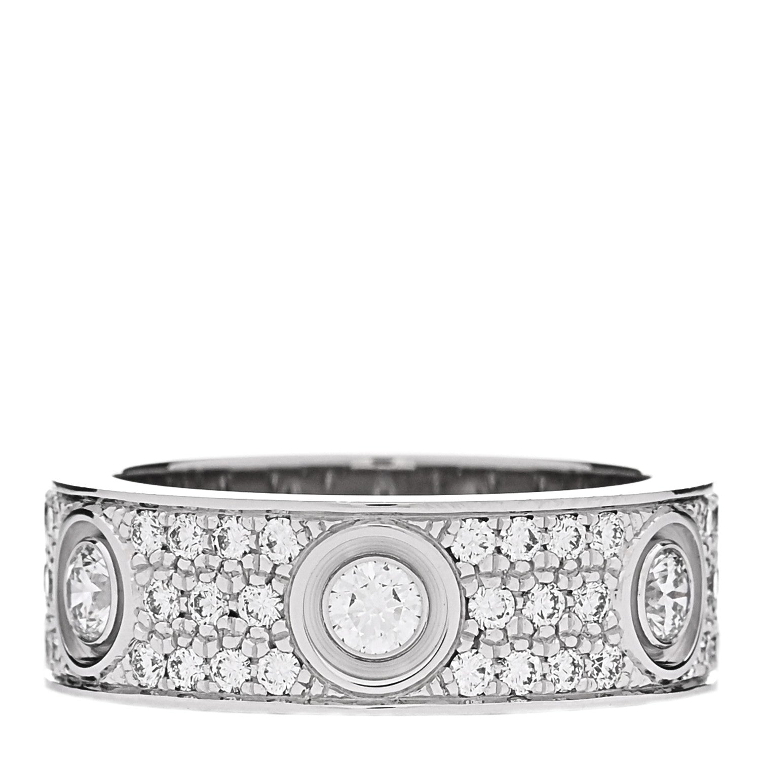 Cartier 18K White Gold Diamond LOVE Paved Ring 52 6 3 of 4