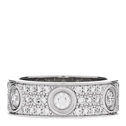 Cartier 18K White Gold Diamond LOVE Paved Ring 52 6 3 of 4