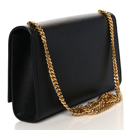 Saint Laurent Grain De Poudre Medium Classic Monogram Kate Satchel Black 3 of 9