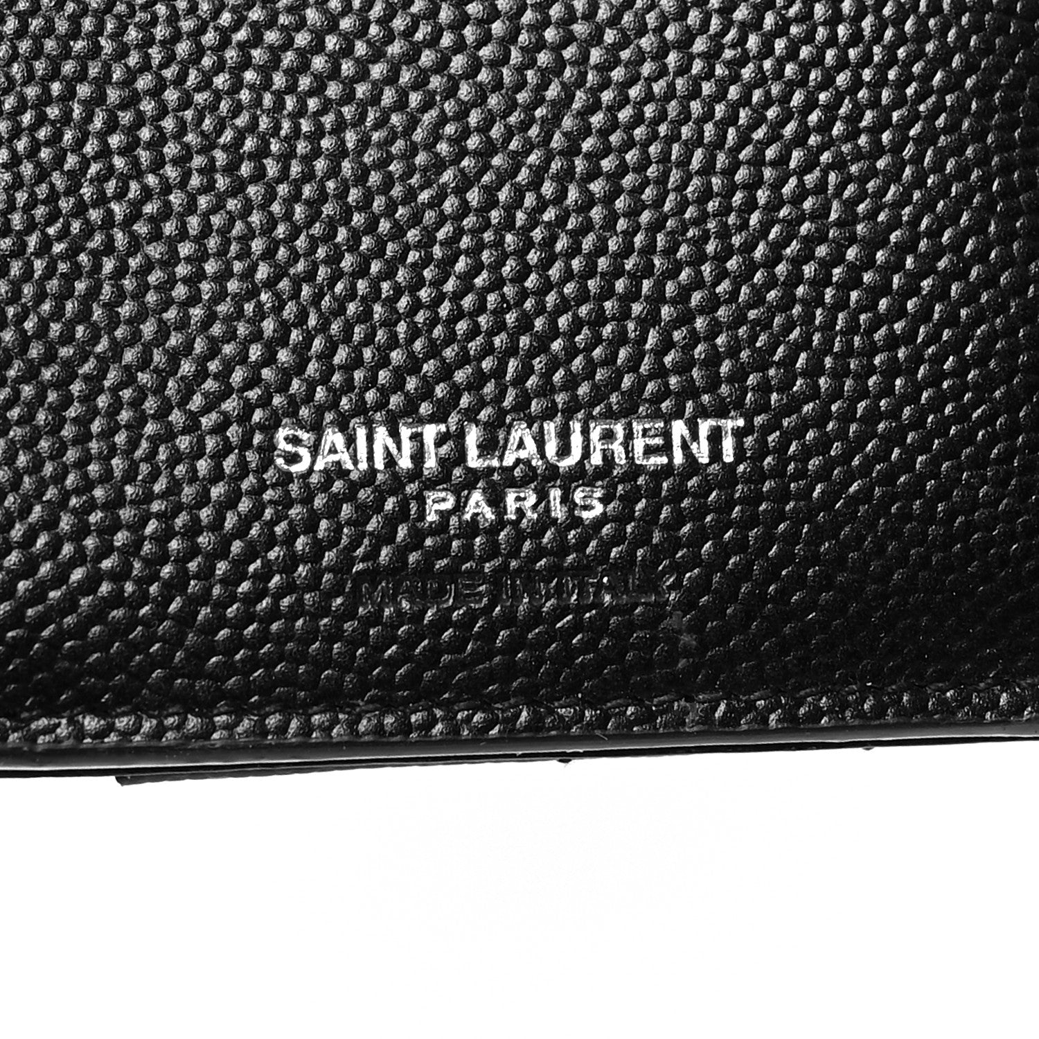 Saint Laurent Grain De Poudre Matelasse Chevron Monogram Compact Tri Fold Wallet Black 7 of 10