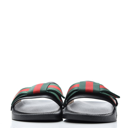 Gucci Satin Web Bow Slide Sandals 38 Black 2 of 11