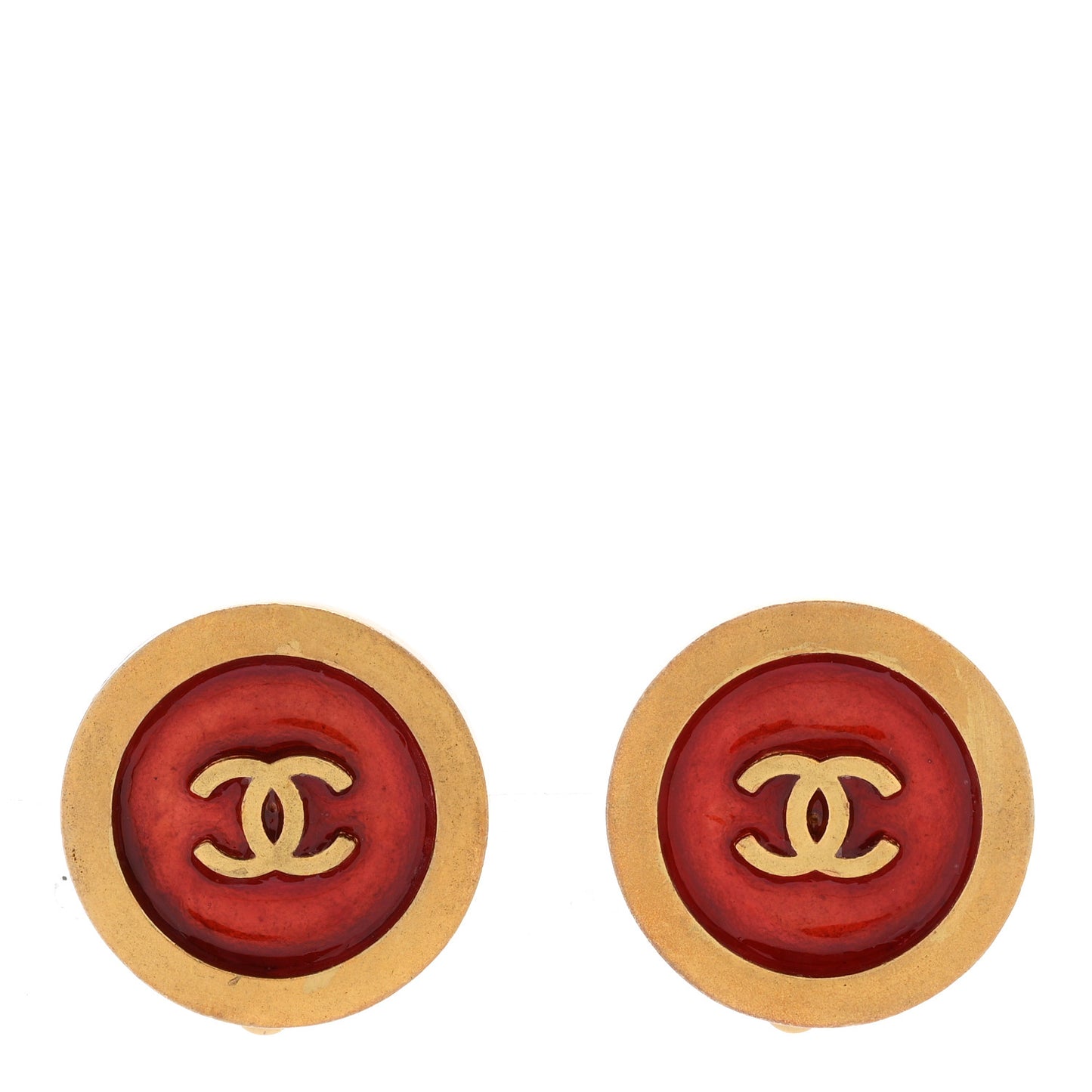 CC Clip On Earrings Red Gold