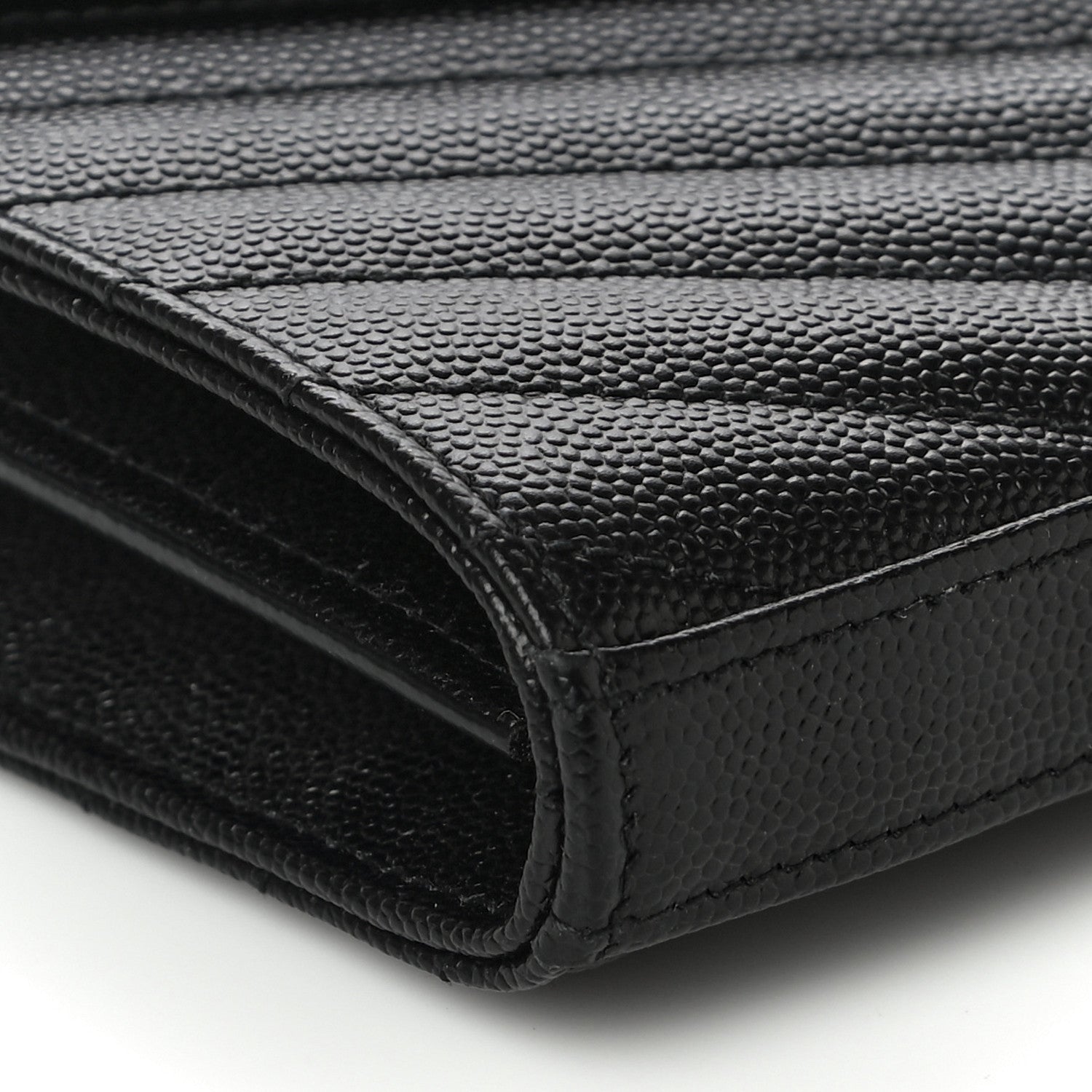 Saint Laurent Grain De Poudre Matelasse Chevron Monogram Chain Wallet Black 8 of 10