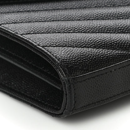 Saint Laurent Grain De Poudre Matelasse Chevron Monogram Chain Wallet Black 8 of 10
