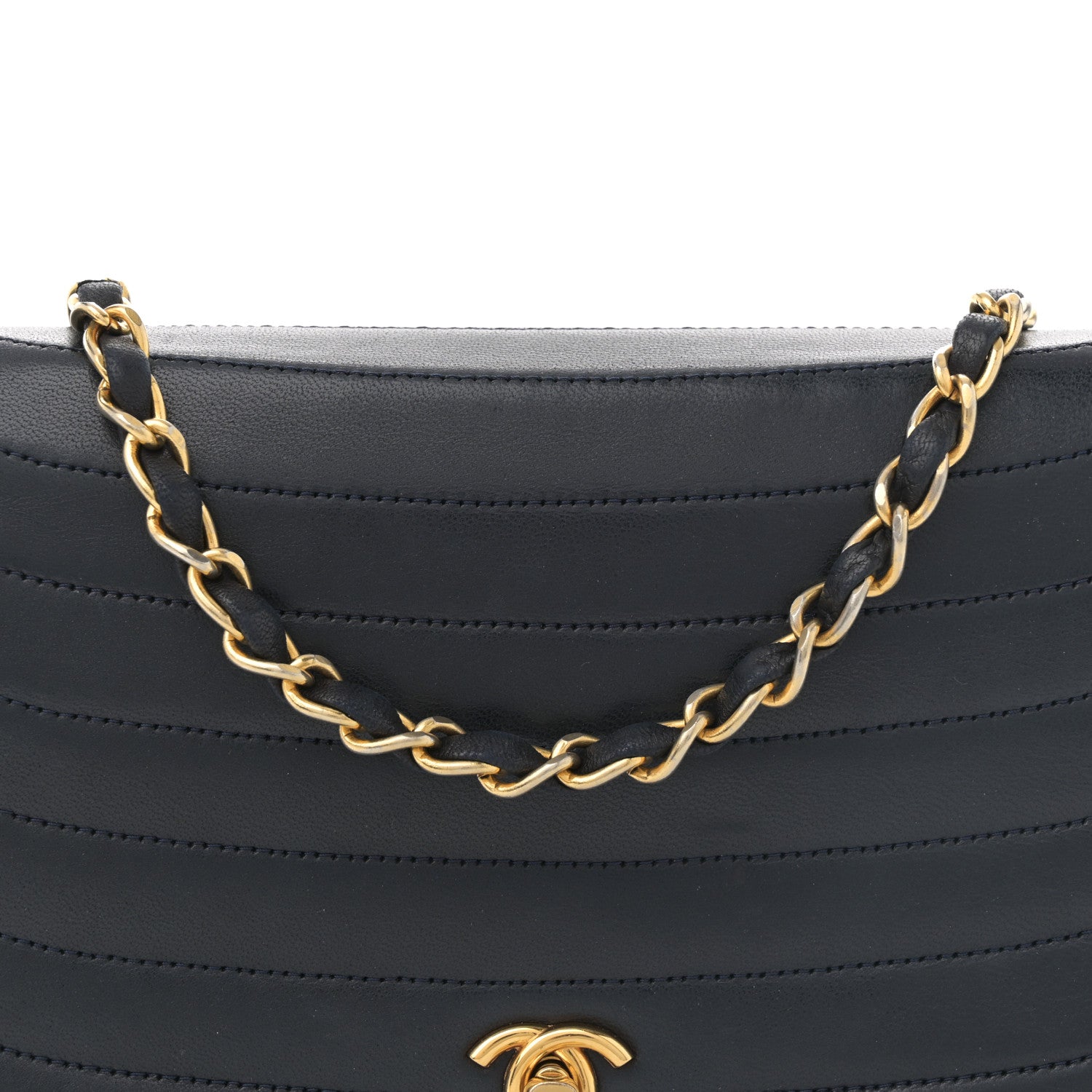 Chanel Lambskin Ribbon Quilted Small Single Flap Navy 8 of 12