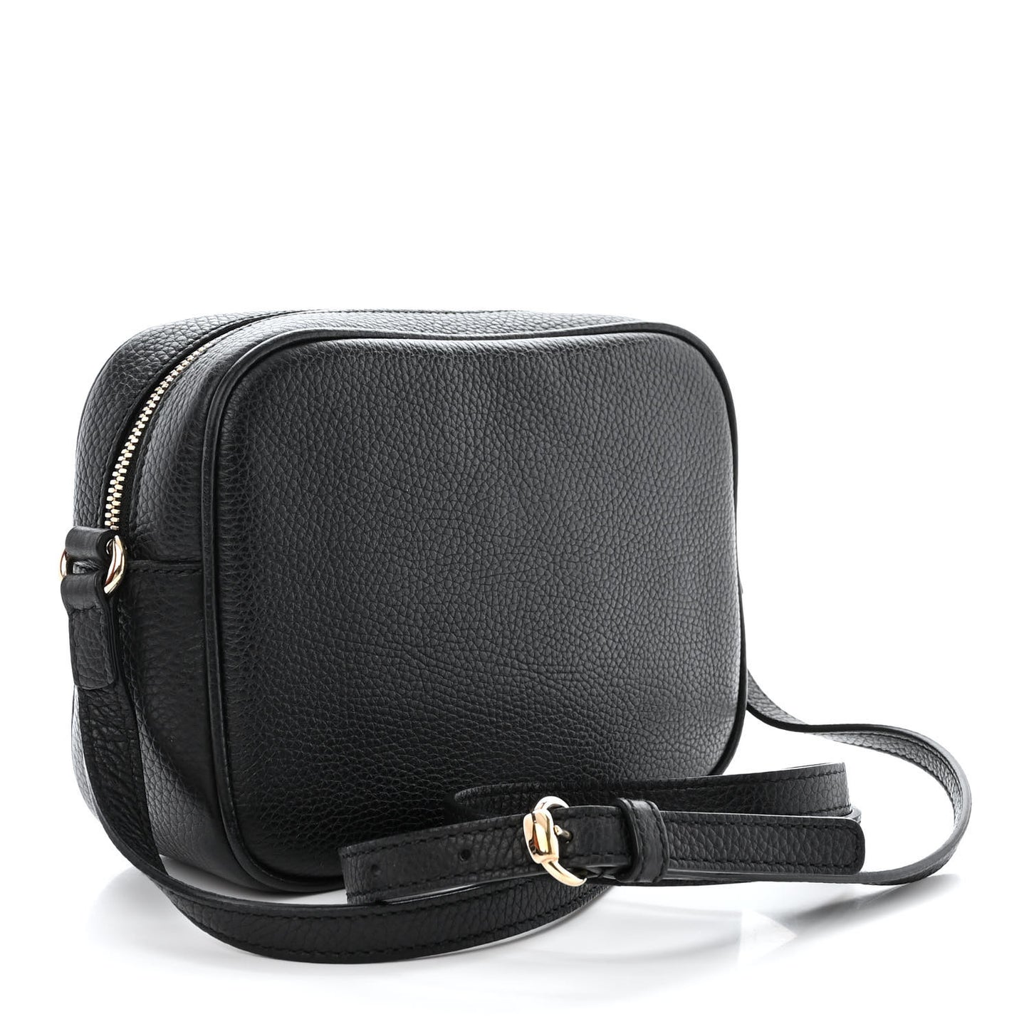Pebbled Calfskin Small Soho Disco Bag Black